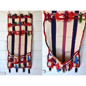 WOOL Wall Hanging POCKETS Salt Bag Double Saddle Bag Market Handwoven Tapestry